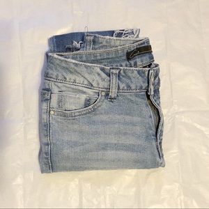 distressed blue wash skinny jeans